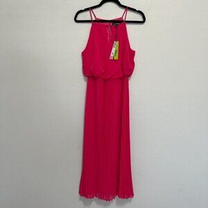Sam Edelman V-Neck Cut Out Halter Neck Pleated Lined Maxi Dress Women's XS NWT